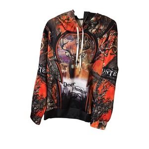 Tagless Deer Hunter Graphic Camo Hooded Nylon Sweatshirt Size XXL?